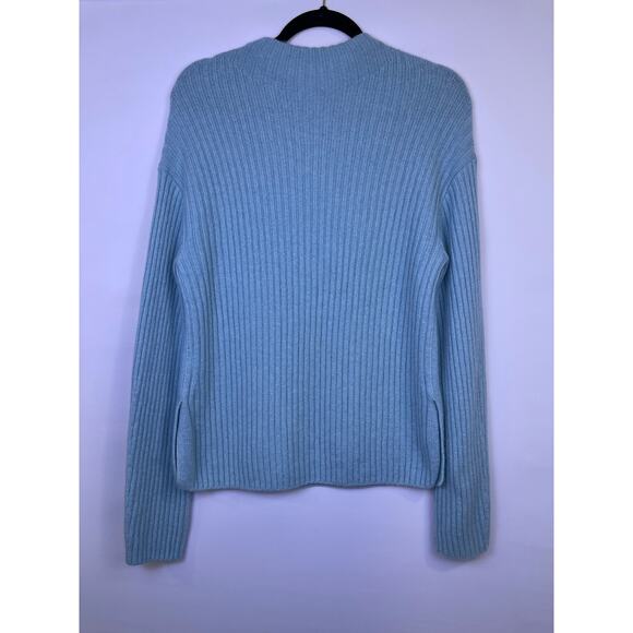 Vince Light Blue Wool Cashmere Ribbed Mock Neck Sweater Women’s Large - Picture 4 of 9